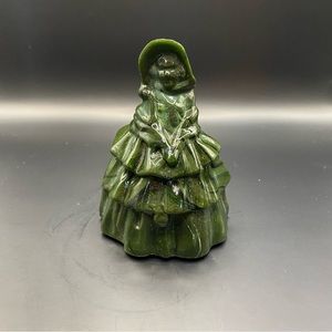 Boyd Art Glass LOUISE Doll Figurine Dark Green Slag Colonial Lady